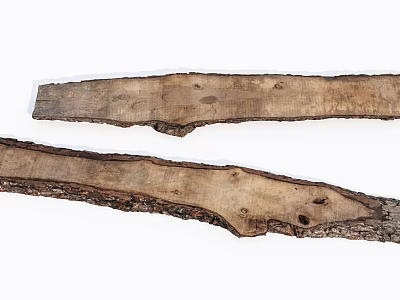 Natural Wood And Stone Slabs With Textured Surface And Bark Details 3d model