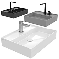 Modern Minimalist Rectangular Washbasins In Black Gray White With Faucets 3d model