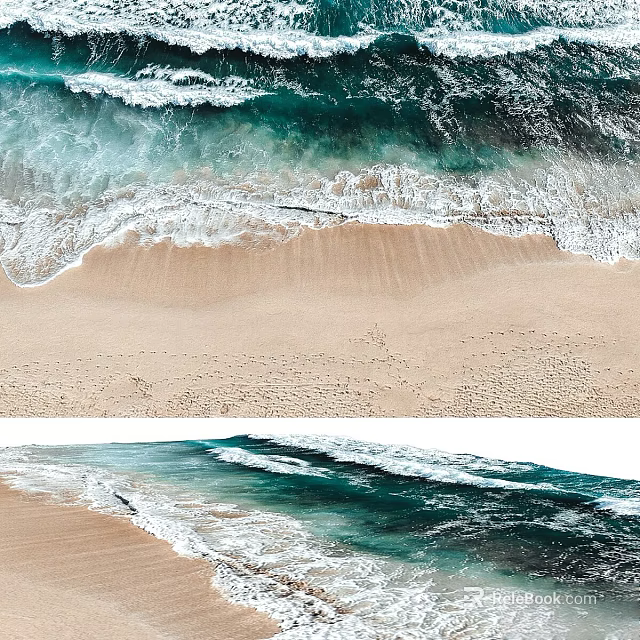 Scenic Beach Landscape With Turquoise Ocean Waves And Golden Sand Shore 3d model 