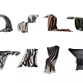 Trendy Scarves Displayed In Various Poses With Colors Styles And Fringes