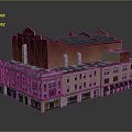Vintage Multi Story Building Model With Red Beige Facade Gray Roof And Windows