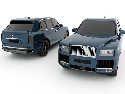 Blue Luxury Sedan Modern Exterior Design With Front Grille And Rear Tail Lights 3d model