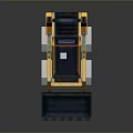 Pixel Art Yellow Utility Loader Vehicle With Black Bucket White Wheels And Cab