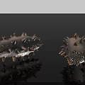 Spiky Brown Sea Cucumbers With Textured Bodies On Black Reflective Surface