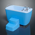 Blue Home Bathtub With Step And Control Panel For Household Use