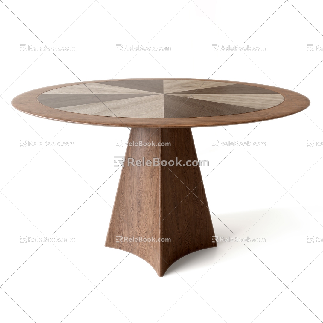 Middle Ancient Wood Dining Table Solid Wood Dining Table Round Dining Table French Dining Table Shaped Dining Table 3d model