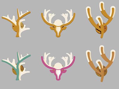 Colorful Deer Head Shaped Decorative Wall Lamps for Kids Room Decoration 3d model