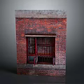 Cartoon Scene Depicting Red Brick Wall With Partially Open Red Framed Window And Iron Grilles