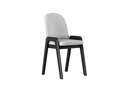 Modern Minimalist Leisure Chair With Light Gray Fabric Back And Black Wooden Armrests 3d model