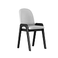 Modern Minimalist Leisure Chair With Light Gray Fabric Back And Black Wooden Armrests