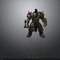 Muscular Green Skinned Man Warrior In Spiked Armor Holding Battle Axe