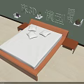 Modern Double Bed Design With Orange Frame White Mattress And Bedside Tables 3d model