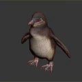 Brown And White Stuffed Penguin Toy With Detailed Wings And Webbed Feet