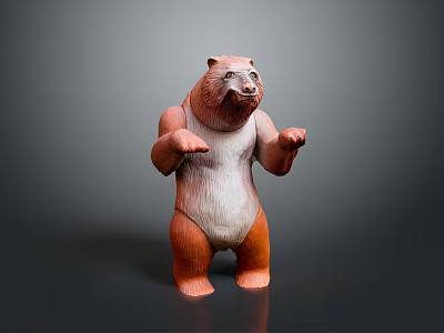 Standing Brown And White Bear Character Figure With Playful Toy Design 3d model