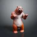 Standing Brown And White Bear Character Figure With Playful Toy Design