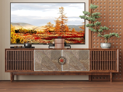 New Chinese TV Cabinet TV New Chinese Decoration Combination 3d model