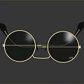Classic Round Sunglasses With Gold Metal Frame Dark Green Lenses And Black Temples