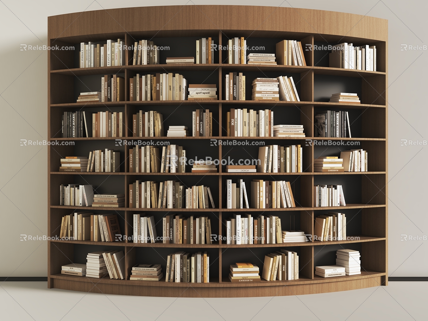 Curved Bookcase Books 3d model