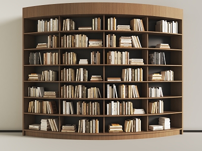 Curved Bookcase Books 3d model