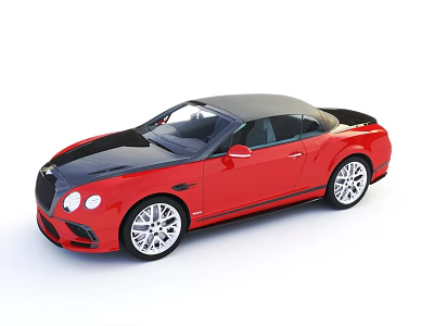 Luxury Bentley Convertible Sports Car With Red Black Exterior And Silver Wheels 3d model