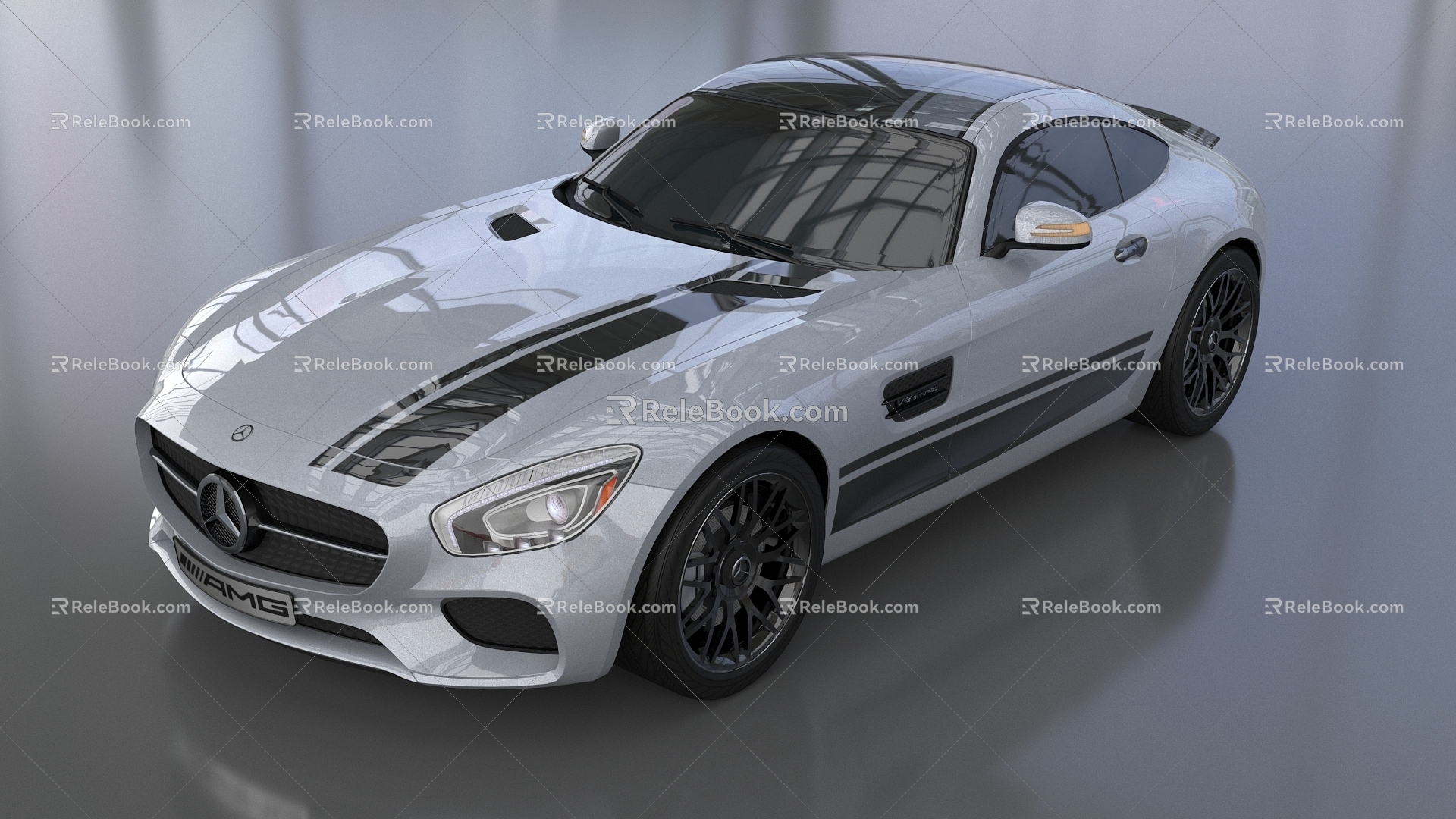 Mercedes-Benz sports car AMG GT Coupe luxury car super running low face number low model simple model game sub-era film and television level super realistic 3d model