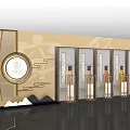 Traditional Photo Spot With Golden Background Circular Logo Bamboo Decor Display Bottles And Mountain Patterns
