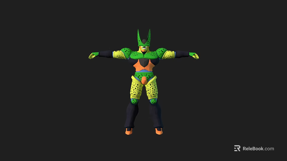 Green Armored Game Movie Character With Orange Chest And Yellow Accents 3D Model Design 3d model 