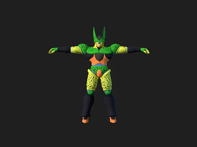 Green Armored Game Movie Character With Orange Chest And Yellow Accents 3D Model Design 3d model