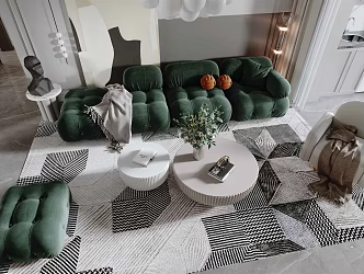 Modern sofa coffee table combination home 3d model