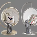 Modern Transparent Spherical Hanging Chairs with Metal Stand and Soft Pillows and Blanket