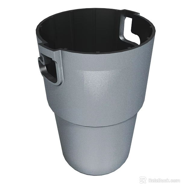 Gray Cylindrical Container With Black Interior And Side Clip Design 3d model