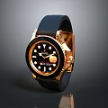 Luxury Watch With Gold Case Black Dial And Black Leather Strap Design