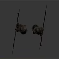 Detailed Armored Cloaked Warriors Holding Spears Back Front View Character Design