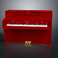 Elegant Red Upright Piano Musical Instrument With Wooden Body And Classic Design