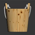 Wooden Bucket With Natural Wood Grain And Rope Handles For Daily Living