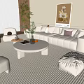 Cream wind sofa coffee table combination 3d model