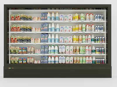 Refrigerated Display Shelf with Multiple Shelves for Various Beverages and Dairy Products 3d model