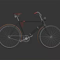 Vintage Bicycle With Brown Seat Red Handlebars Orange Fenders Front Light And Leather Pouch