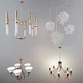 Elegant Modern Chandeliers with Gold Structure Crystal Details and Floral Patterns