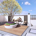 Modern tree pool courtyard background tree pool 3d model