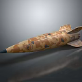 Military Camouflage Missile Weapon With Pointed Nose Tail Fins And Metallic Finish