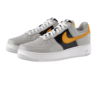 Nike Air Force 1 Sneakers In Gray Black Orange 3d model