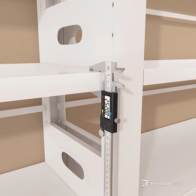 Digital Caliper Hardware Tool Clamped On White Shelf Vertical Horizontal Parts 3d model 