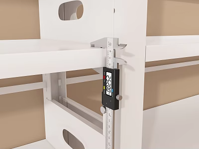 Digital Caliper Hardware Tool Clamped On White Shelf Vertical Horizontal Parts 3d model