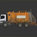 Orange Garbage Collection Functional Vehicle with White Cab Compression System and Six Wheels