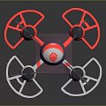 Arcel E Drone With Red And White Propeller Guards Four Propellers And Smiley Face Logo 3d model