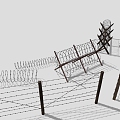 Barbed wire fence wire cable iron fence railing fence 3d model