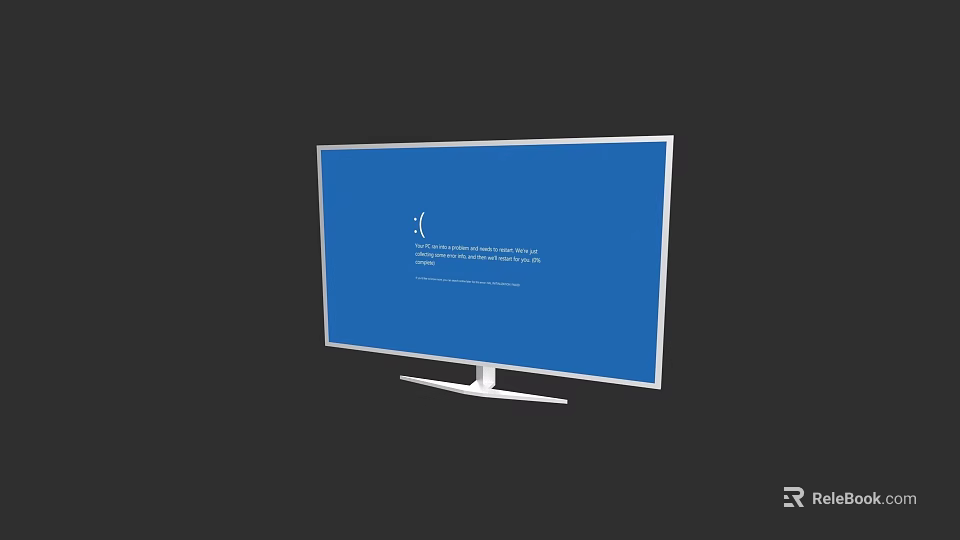 Modern Flat Screen TV With Blue Display White Frame And Stand 3d model 