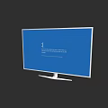 Modern Flat Screen TV With Blue Display White Frame And Stand