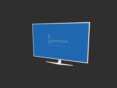 Modern Flat Screen TV With Blue Display White Frame And Stand 3d model
